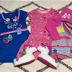 Nickelodeon JoJo Siwa Size 7/8 hooded onesie dresses alligator clip M slippers